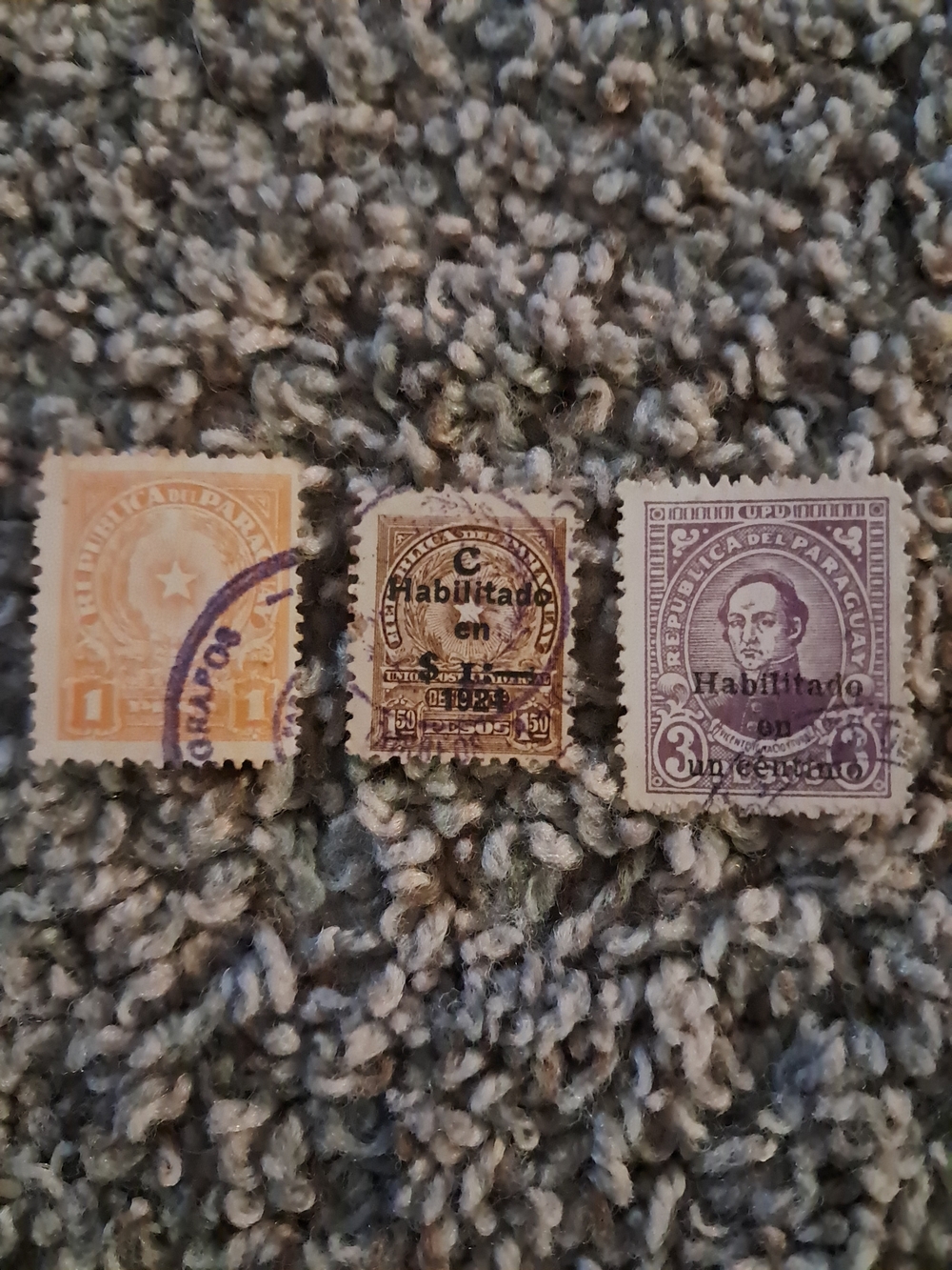 Vintage Paraguay Postage Stamp Lot 3 - Orange, Brown, Purple